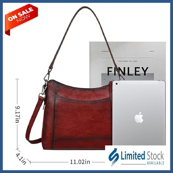 Genuine Leather Crossbody Bag with Adjustable Straps, Medium Hobo Purse - Picture 4 of 8